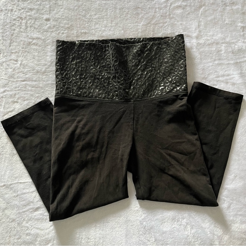 Vintage Y2K  Victoria’s Secret VS PINK Black Leopard Fold-over Yoga Pants Small